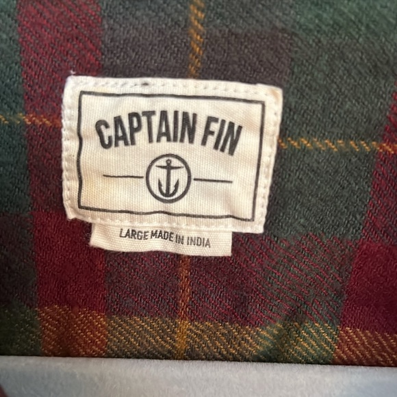 Captain Fin Men's Casual Plaid Shirt - Green and Red - Picture 2 of 4